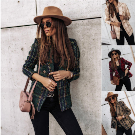 Check Lapel Printed Thin Jacket