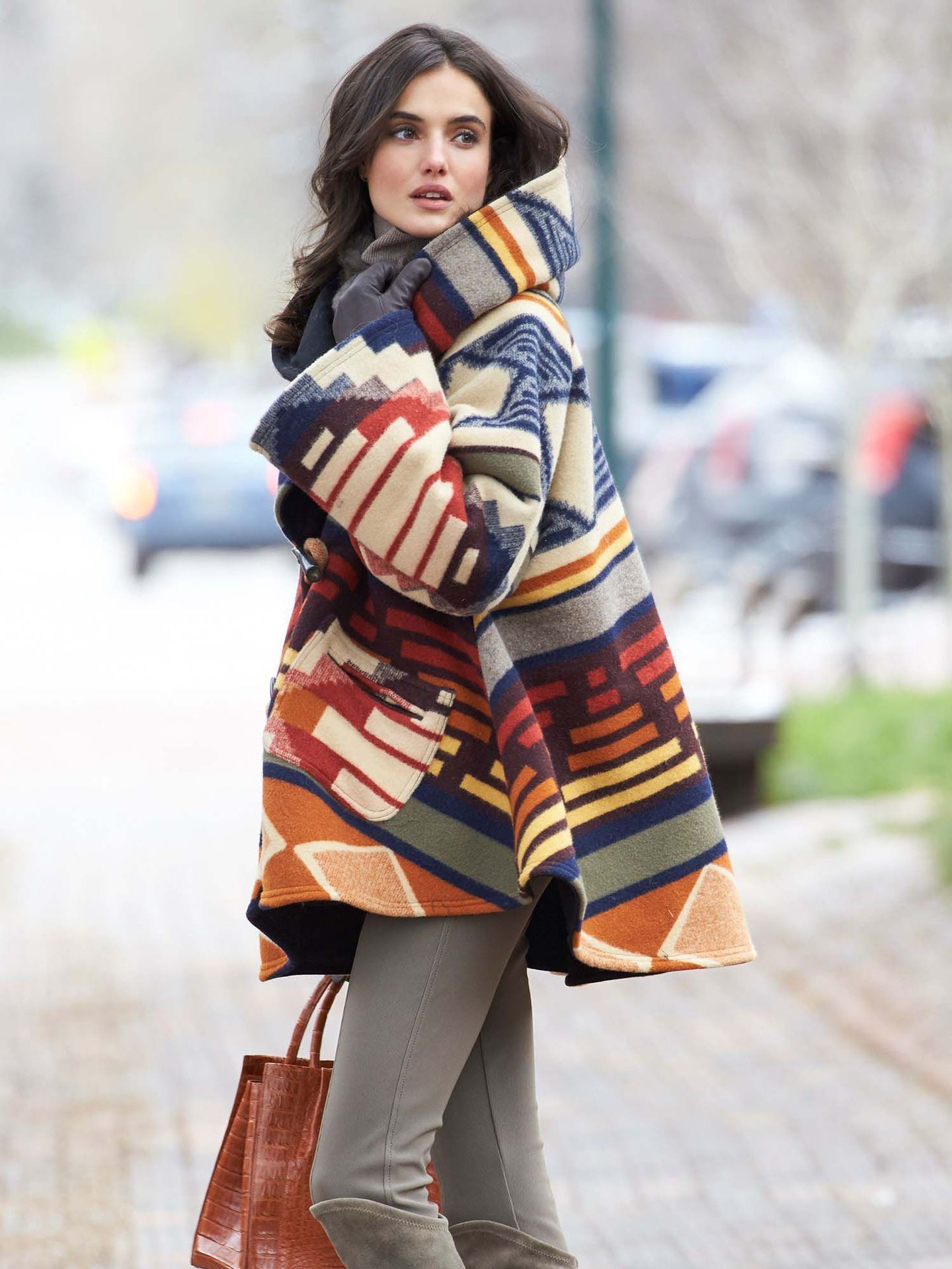Winter New Women's Loose Retro Printed Woolen Coat