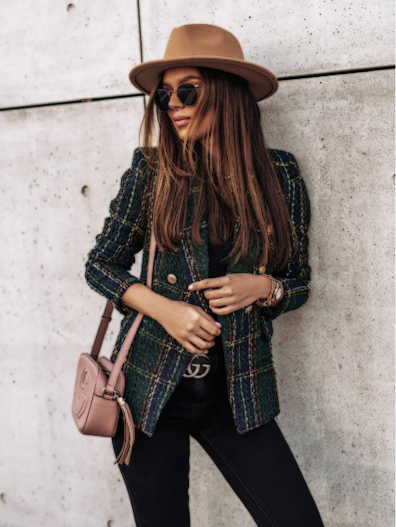Check Lapel Printed Thin Jacket