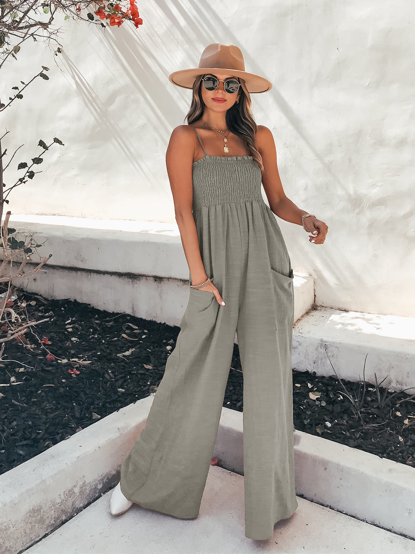 Women's Solid Color Sling Loose Casual Bodysuit