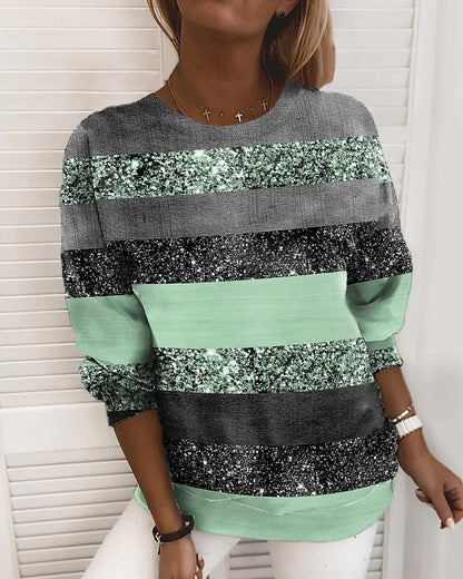 Women's Digital Printing Round Neck Long Sleeve Sweatshirt