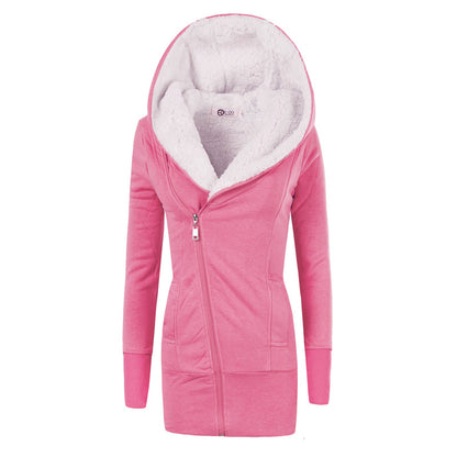 Lamb Wool Hooded Long Sleeve Women's Sweater