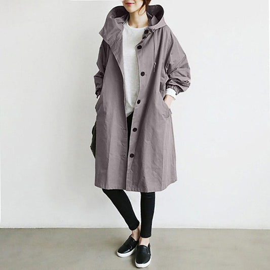 Oversized Women's Mid-Length Loose Windbreaker Jacket