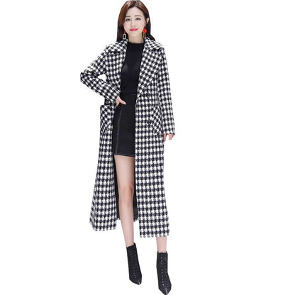 Ladies retro plaid woolen coat