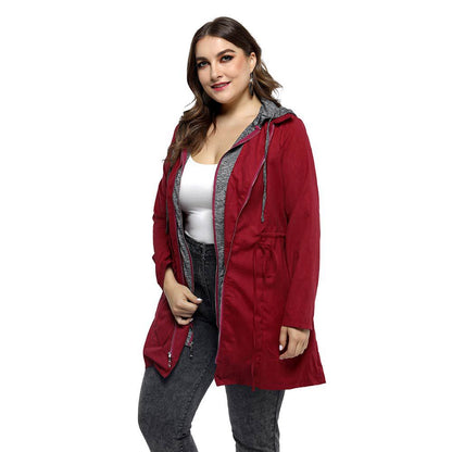 Ladies mid-length thick quilted hooded coat