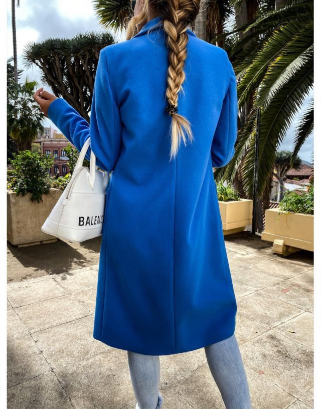 Long candy color lapel woolen coat