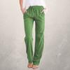 Cotton and Linen Drawstring Loose Casual Wide-Leg Trousers