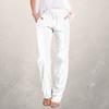 Cotton and Linen Drawstring Loose Casual Wide-Leg Trousers