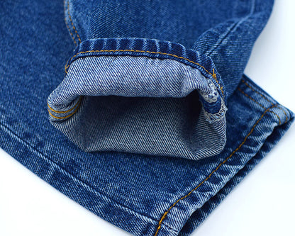 New High-waisted Loose Straight-leg Denim Cropped Trousers