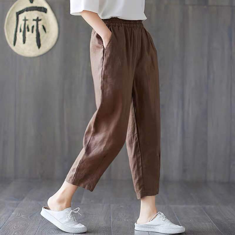 Loose All-Match Beamed Harlan Casual Pants Thin Nine-Point Carrot Pants