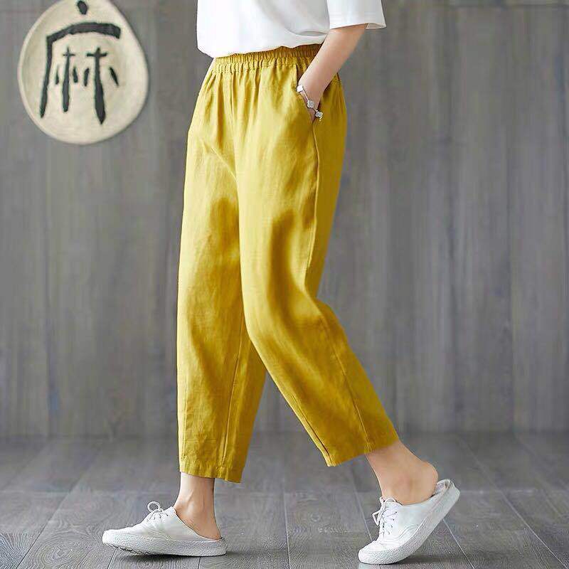 Loose All-Match Beamed Harlan Casual Pants Thin Nine-Point Carrot Pants