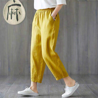 Loose All-Match Beamed Harlan Casual Pants Thin Nine-Point Carrot Pants