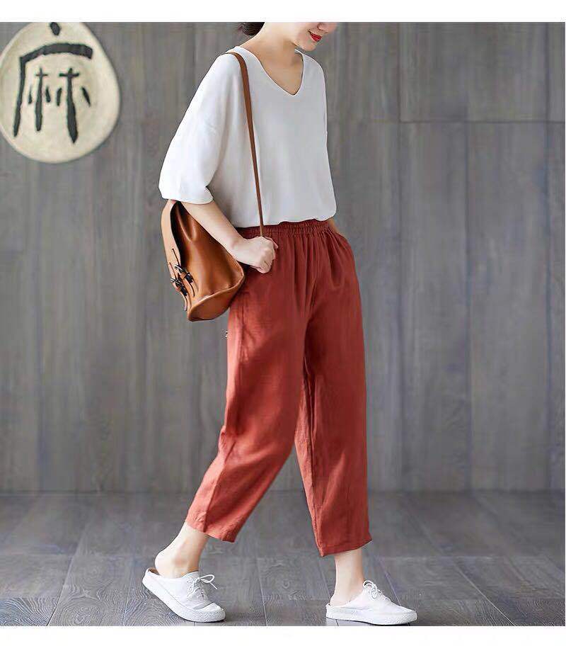 Loose All-Match Beamed Harlan Casual Pants Thin Nine-Point Carrot Pants