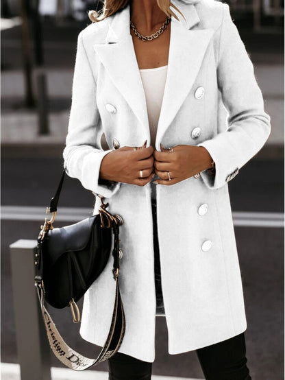 Double-breasted woolen coat