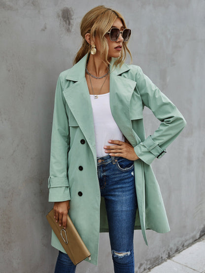 Belted temperament commuter Korean women's trench coat