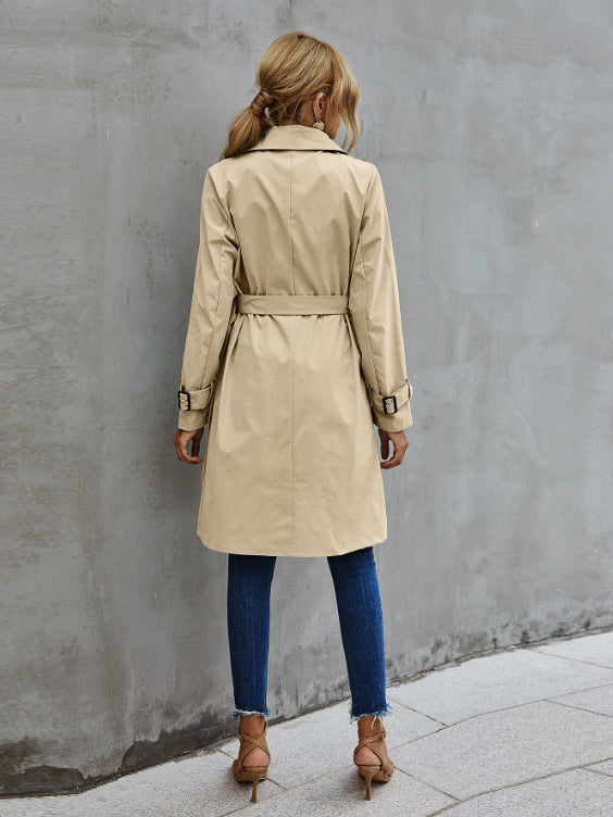 Belted temperament commuter Korean women's trench coat