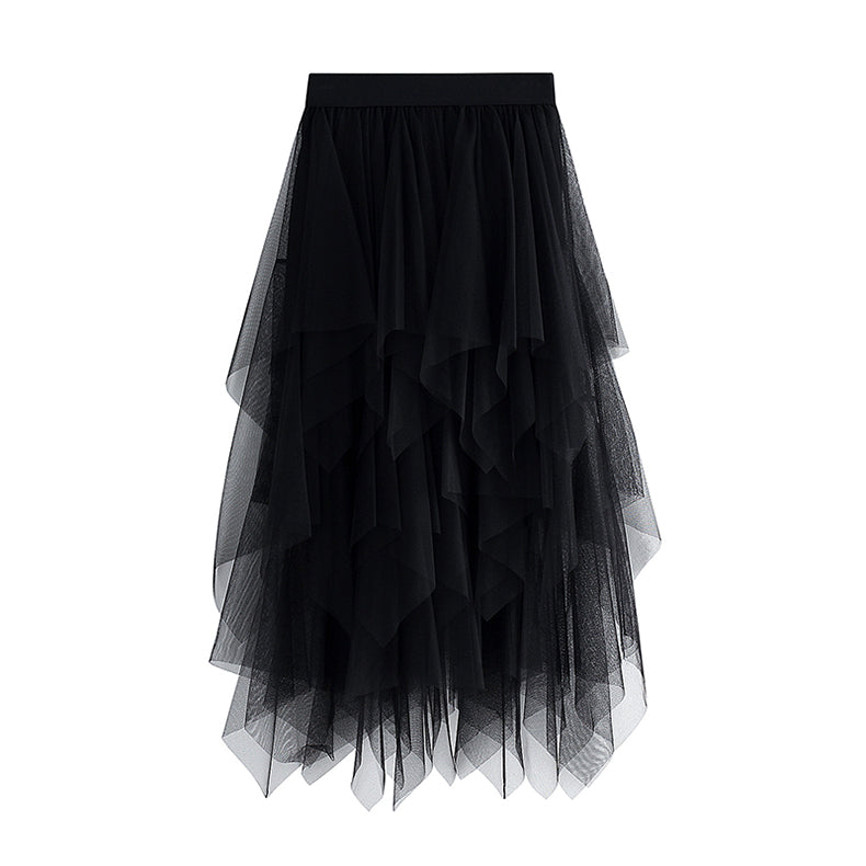 Women's High Waist Irregular Gauze Skirt