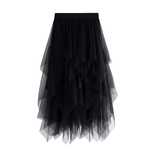 Women's High Waist Irregular Gauze Skirt