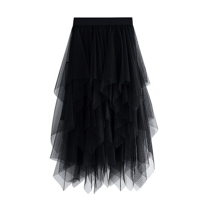 Women's High Waist Irregular Gauze Skirt