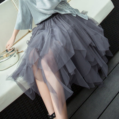Women's High Waist Irregular Gauze Skirt