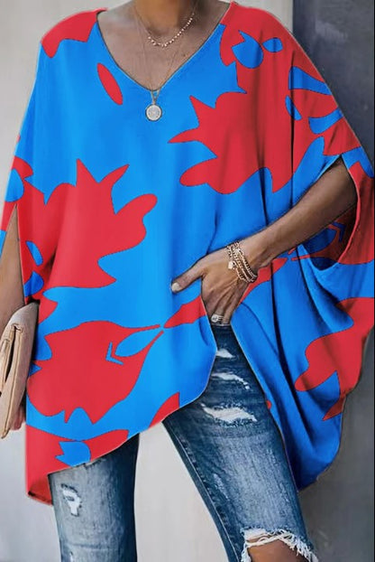 European and American Women's Loose Personality V-neck T-shirt