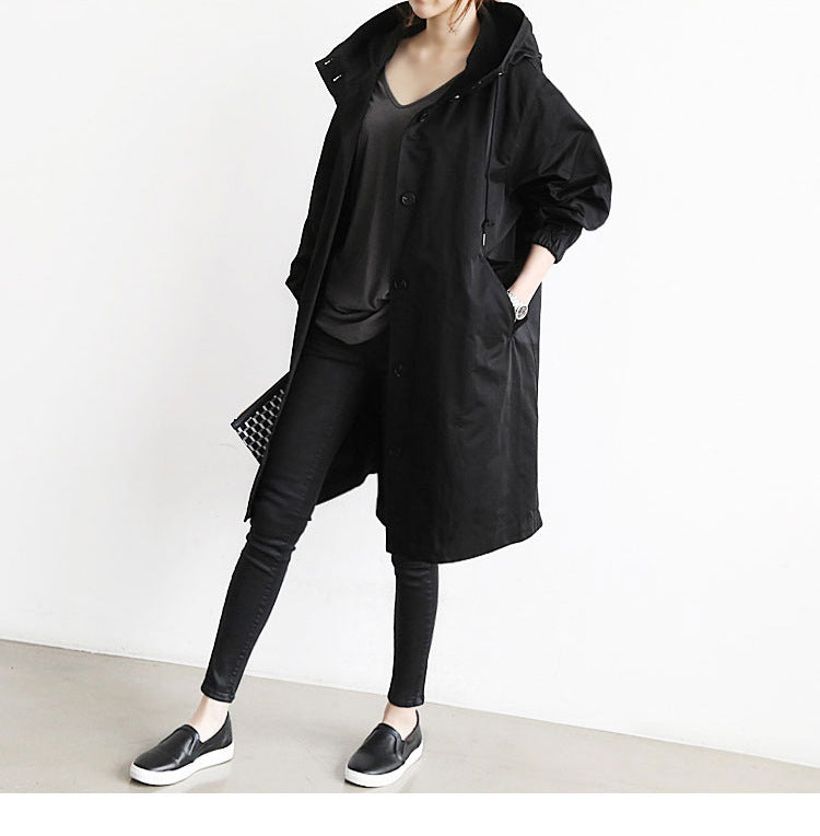 Women Windbreaker Jacket Casual Loose Button Pockets Hooded Quick Dry Windproof Waterproof Clothes For Outdoor Hiking Camping