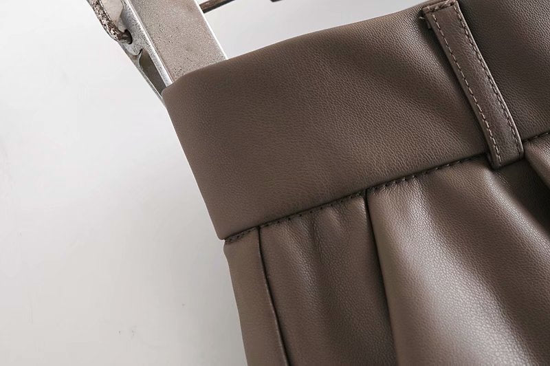 Simple Style Sexy High Waist Leather Shorts