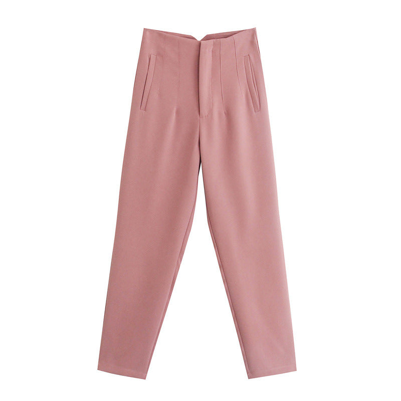 Spring Women's Fashion Seven Color Pendant High Waist Straight Harem Casual Suit Pants