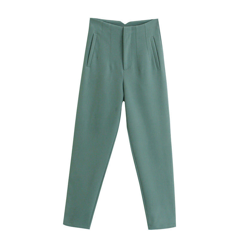 Spring Women's Fashion Seven Color Pendant High Waist Straight Harem Casual Suit Pants
