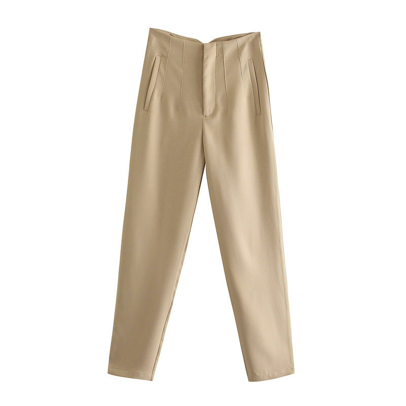 Spring Women's Fashion Seven Color Pendant High Waist Straight Harem Casual Suit Pants