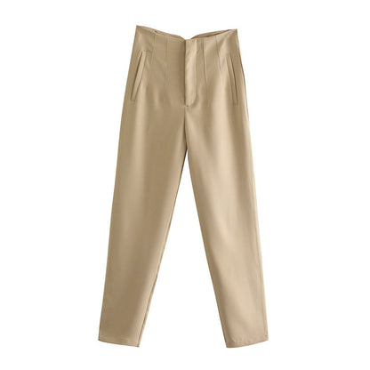 Spring Women's Fashion Seven Color Pendant High Waist Straight Harem Casual Suit Pants