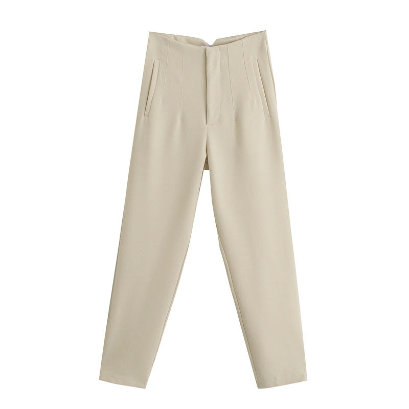 Spring Women's Fashion Seven Color Pendant High Waist Straight Harem Casual Suit Pants