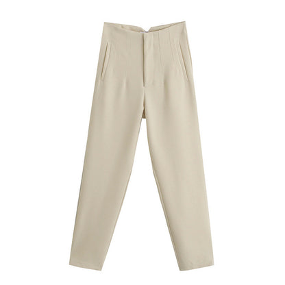 Spring Women's Fashion Seven Color Pendant High Waist Straight Harem Casual Suit Pants