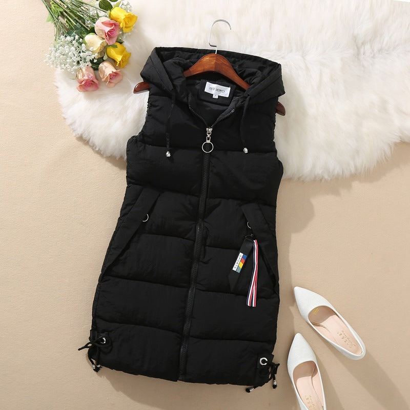 Sleeveless Waistcoat Mid-Length Hooded Waistcoat