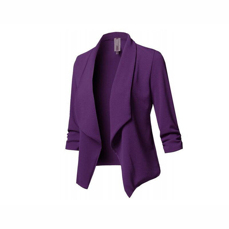 Pure Color Casual Cardigan Women's Small Suit