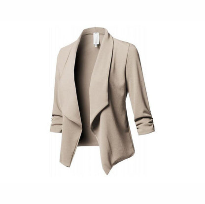 Pure Color Casual Cardigan Women's Small Suit