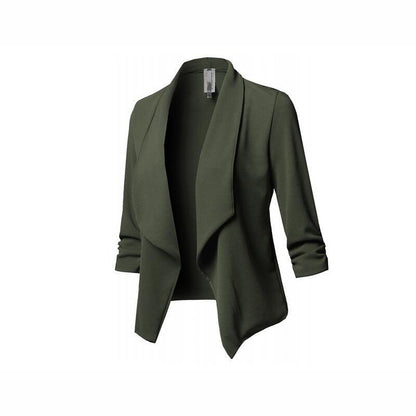 Pure Color Casual Cardigan Women's Small Suit