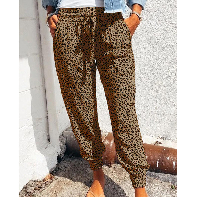 Hot Style Loose Print Casual Trousers For European Women