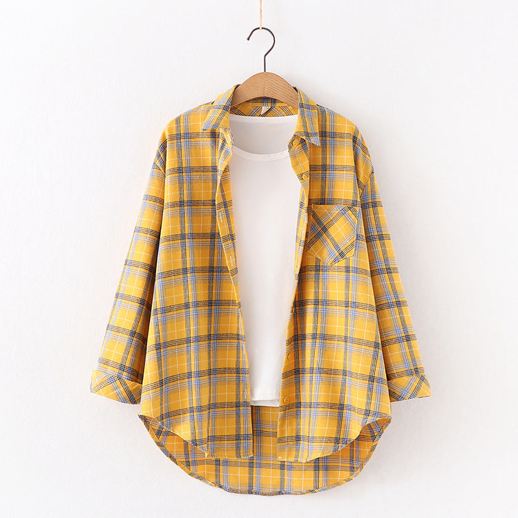 Plaid Shirt Women'S Long-Sleeved Loose Shirt Jacket