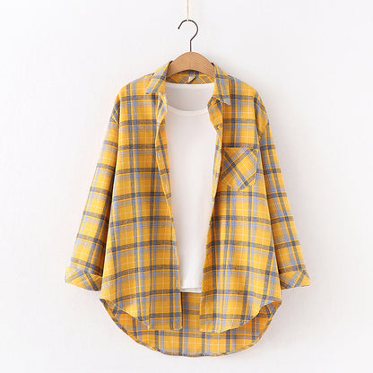 Plaid Shirt Women'S Long-Sleeved Loose Shirt Jacket
