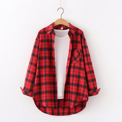 Plaid Shirt Women'S Long-Sleeved Loose Shirt Jacket