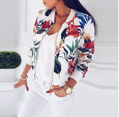 Print short baseball uniform jacket