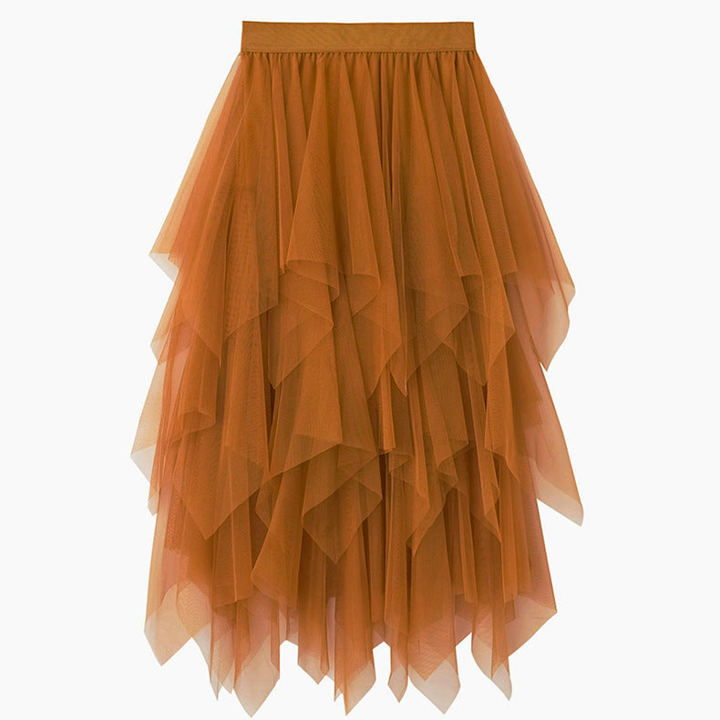 Women's High Waist Irregular Gauze Skirt