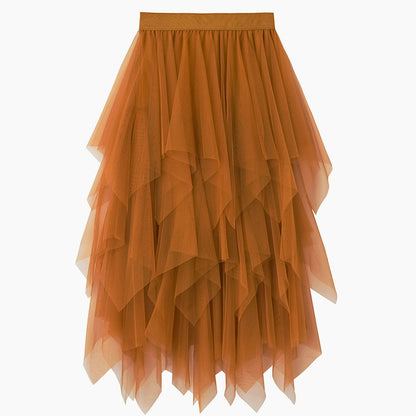 Women's High Waist Irregular Gauze Skirt