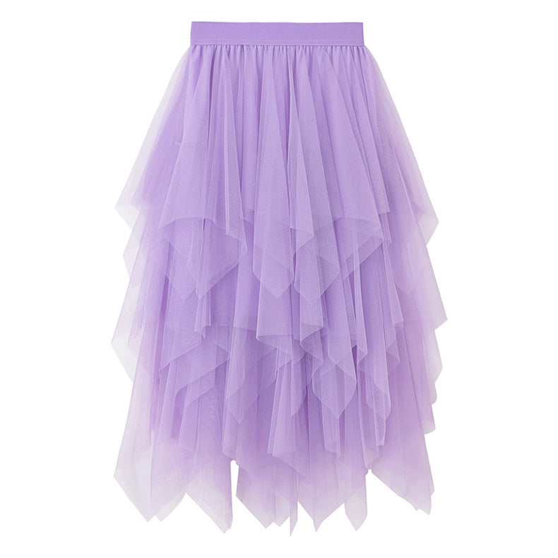 Women's High Waist Irregular Gauze Skirt