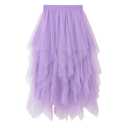 Women's High Waist Irregular Gauze Skirt
