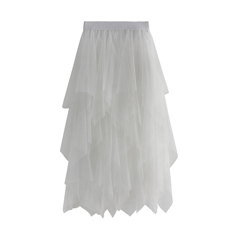 Women's High Waist Irregular Gauze Skirt
