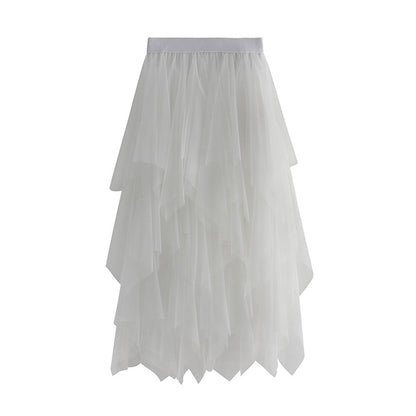 Women's High Waist Irregular Gauze Skirt