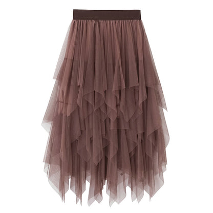 Women's High Waist Irregular Gauze Skirt