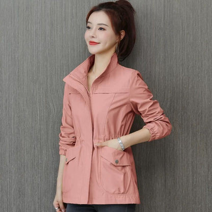 Korean Style Windbreaker With Waist And Slim